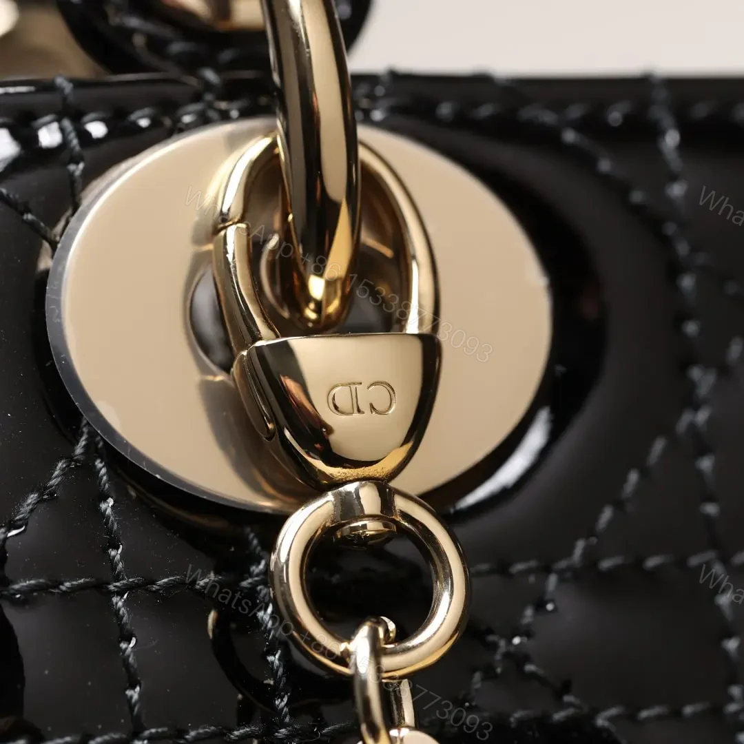 View 13 of 高仿Dior*Lady系列M0505M900黑色漆皮三格單肩包Mini免檢版