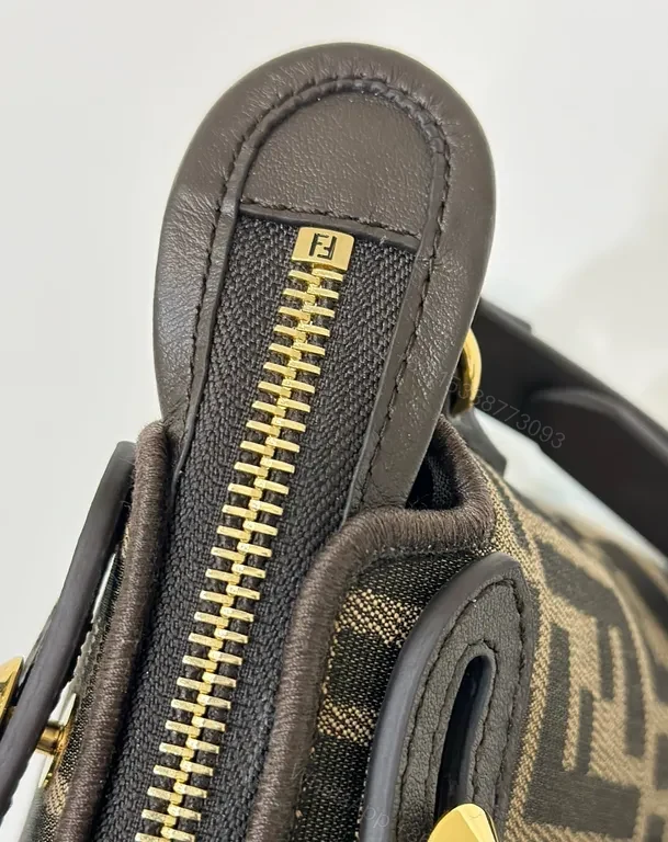 View 3 of Gold-Hardware Fendi-Inspired Monogram Crossbody Bag