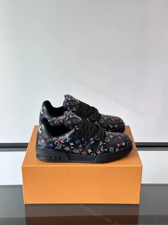 View 4 of Bold Motif Multicolor LV-Inspired High-Top Sneakers