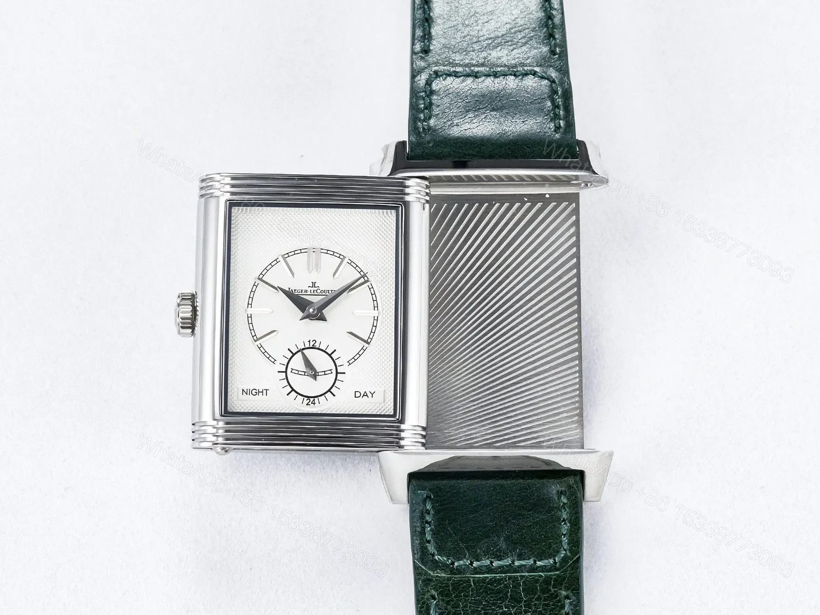 View 18 of Reverso Classic Duoface Small Seconds SS MGF Best Edition White Textured Dial on Black Leather Strap A854A