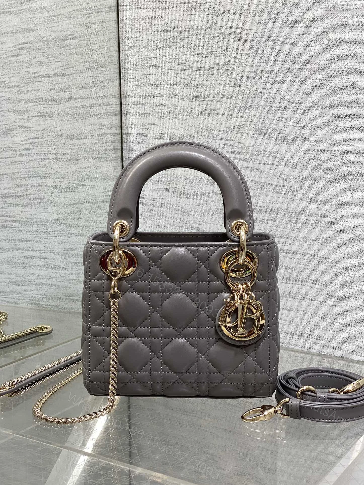View 2 of Christian Dior Mini Lady Dior bag in gray
