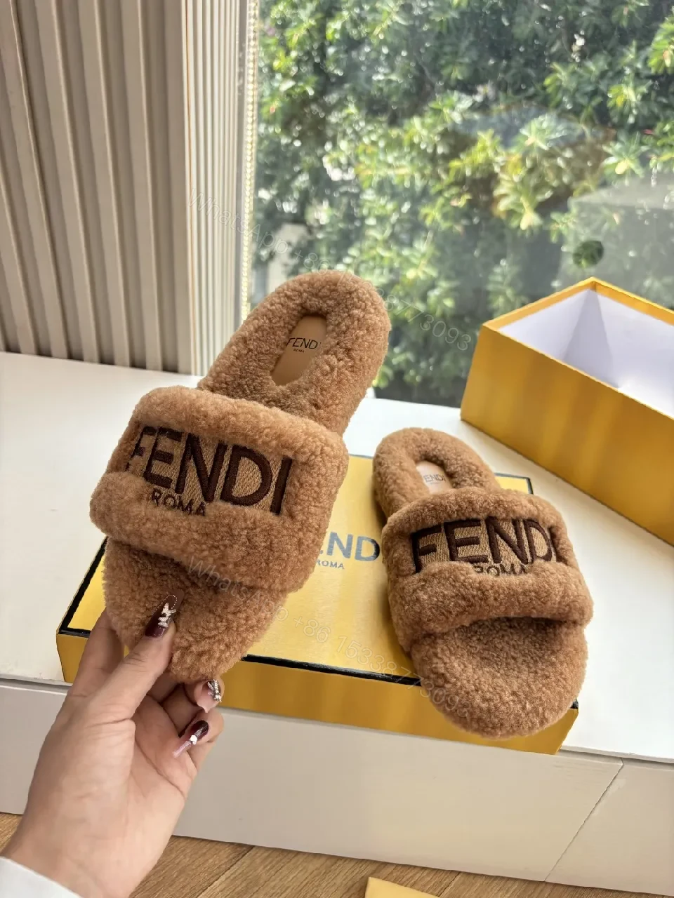 View 9 of Cozy Teddy Slide, Open-Toe, Cushioned Footbed