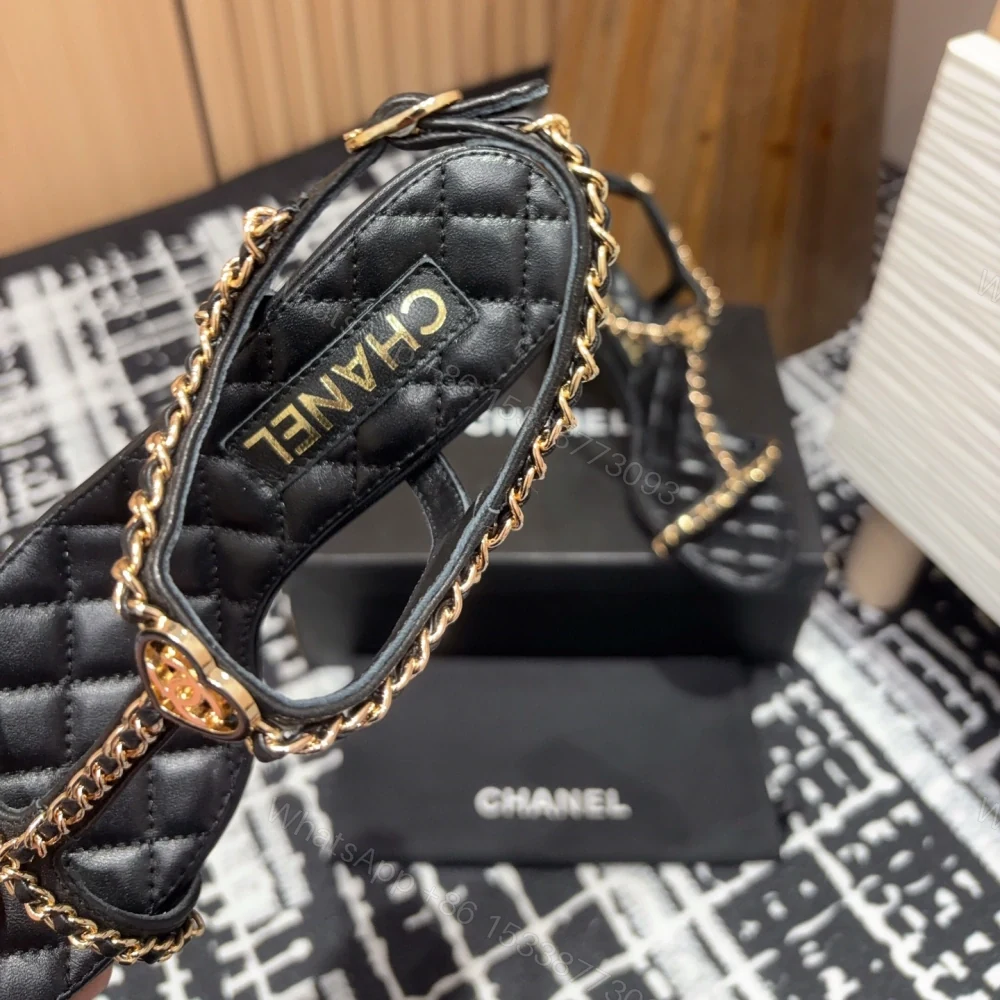 View 5 of 高仿Chanel*25C系列G46109X小羊皮高踭涼鞋黑色8.8CM免檢版