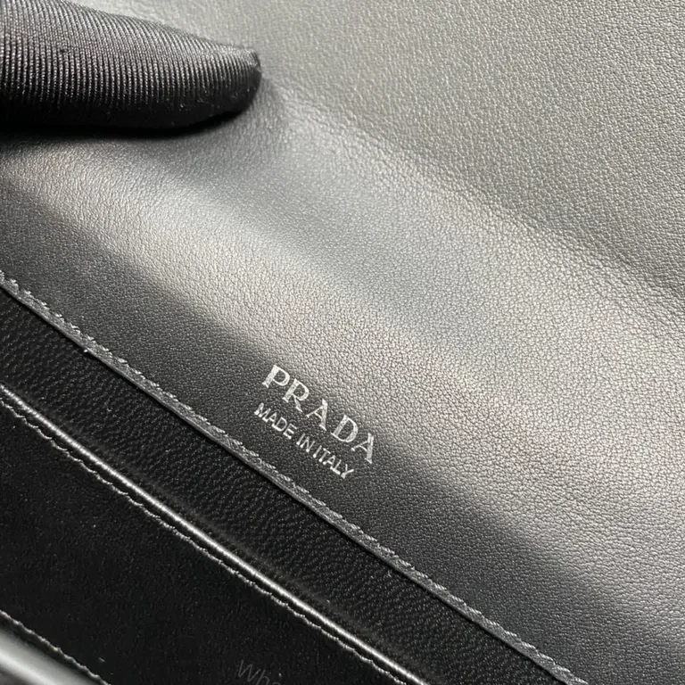 View 6 of Chic Black Leather Crossbody Bag - Prada Milano Style, Compact Luxury