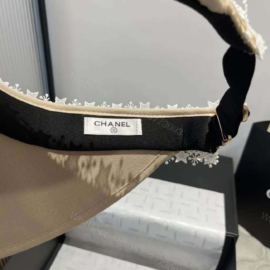 View 2 of Straw Visor with Lace Trim | Luxury Resort Style Sun Shield