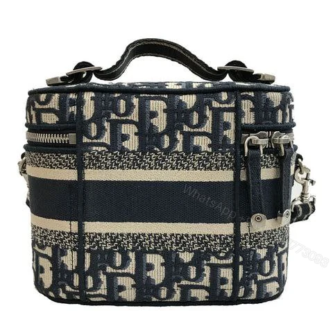 View 2 of Christian Dior Obriek Vanity 2way Handbag Shoulder Bag Canvas Navy