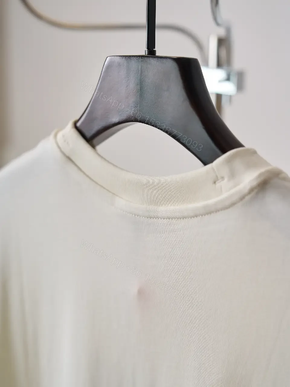 View 3 of Off-White Cream Short-Sleeve Crew Neck T-Shirt with Patch Feature