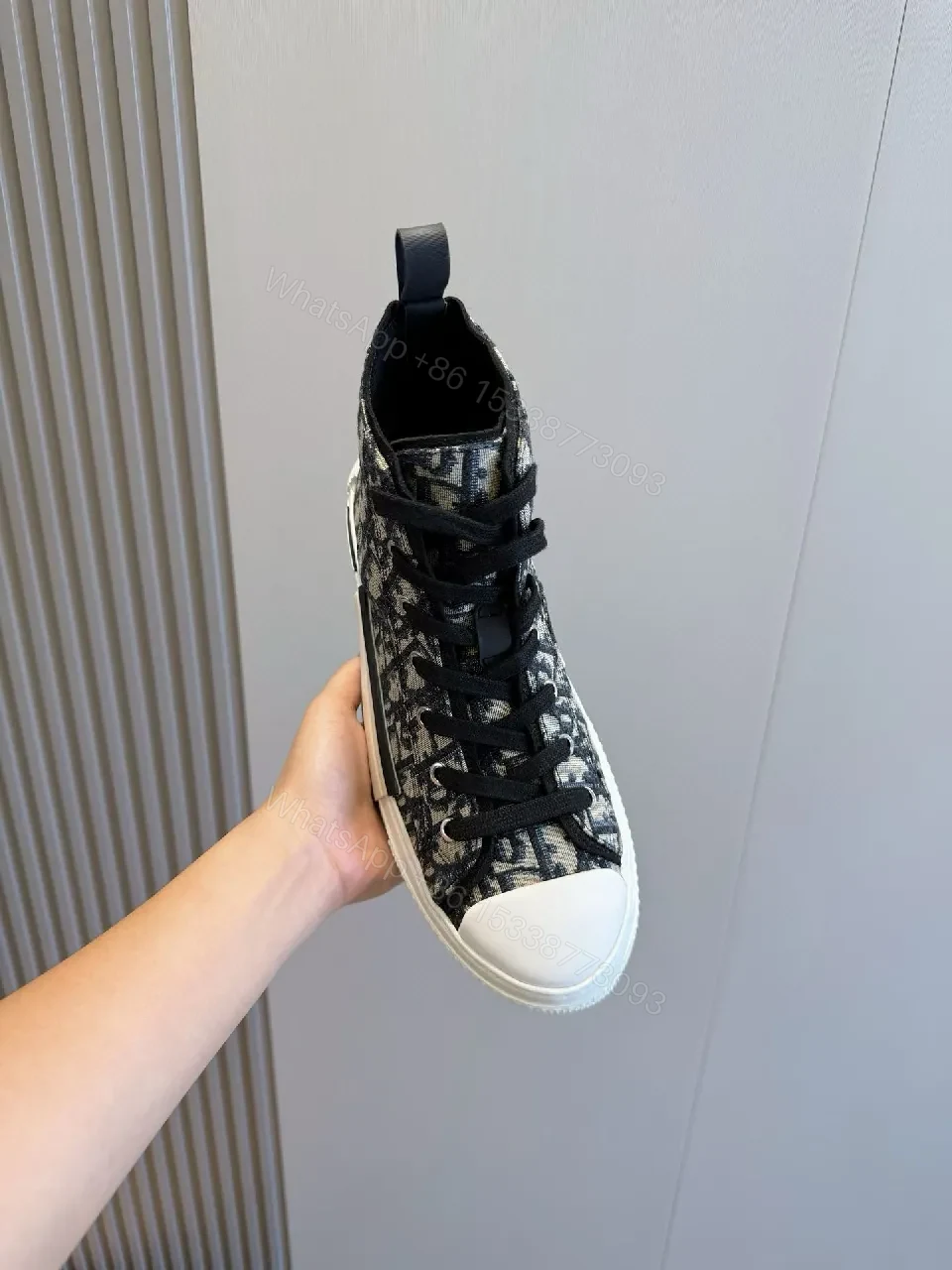 View 3 of Patterned High-Top Sneakers: Luxe Texture, All-Day Comfort