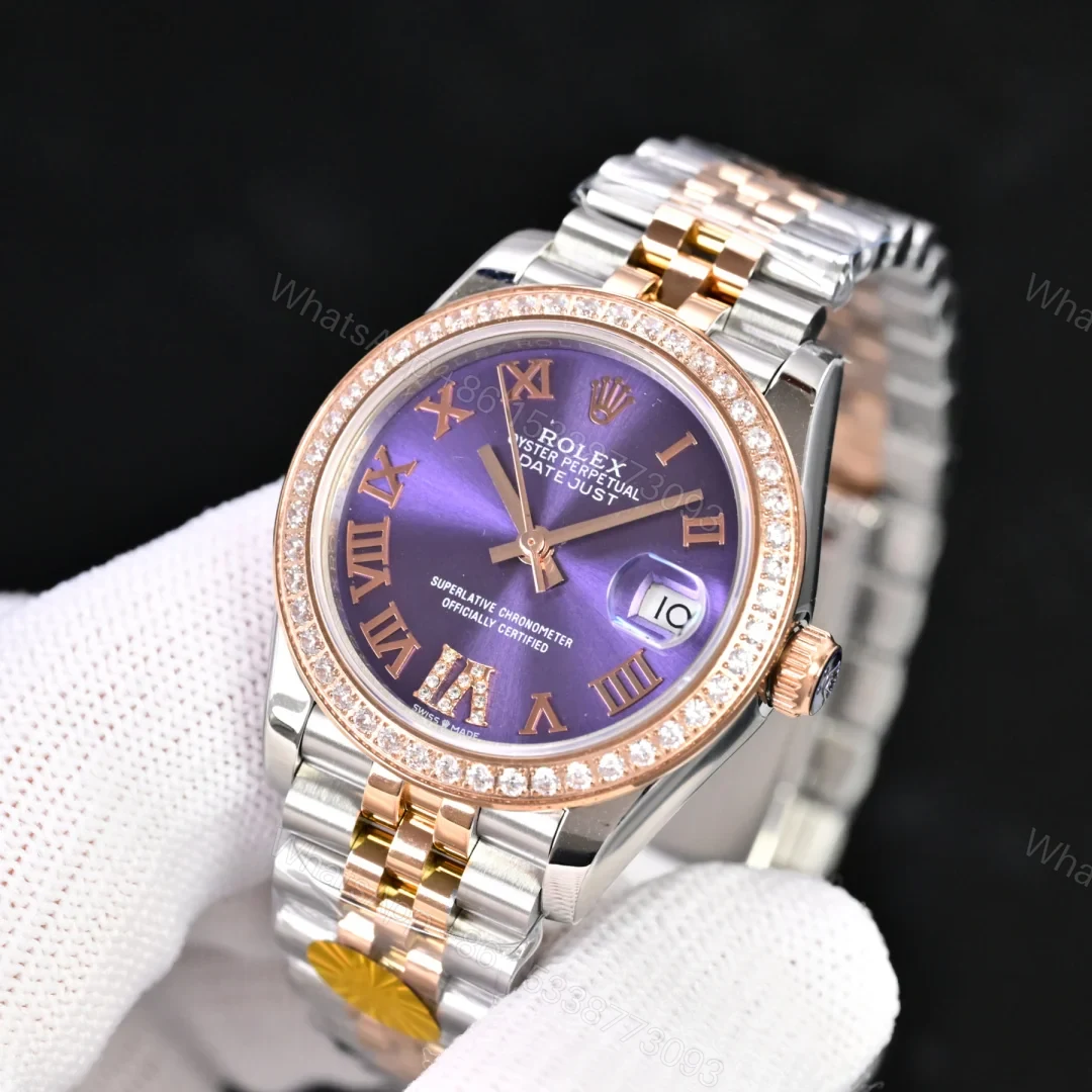 View 2 of Rolex Datejust 31 Stainless Steel Rose Gold Diamond Aubergine – Roman Dial Jubilee 278381RBR-0020