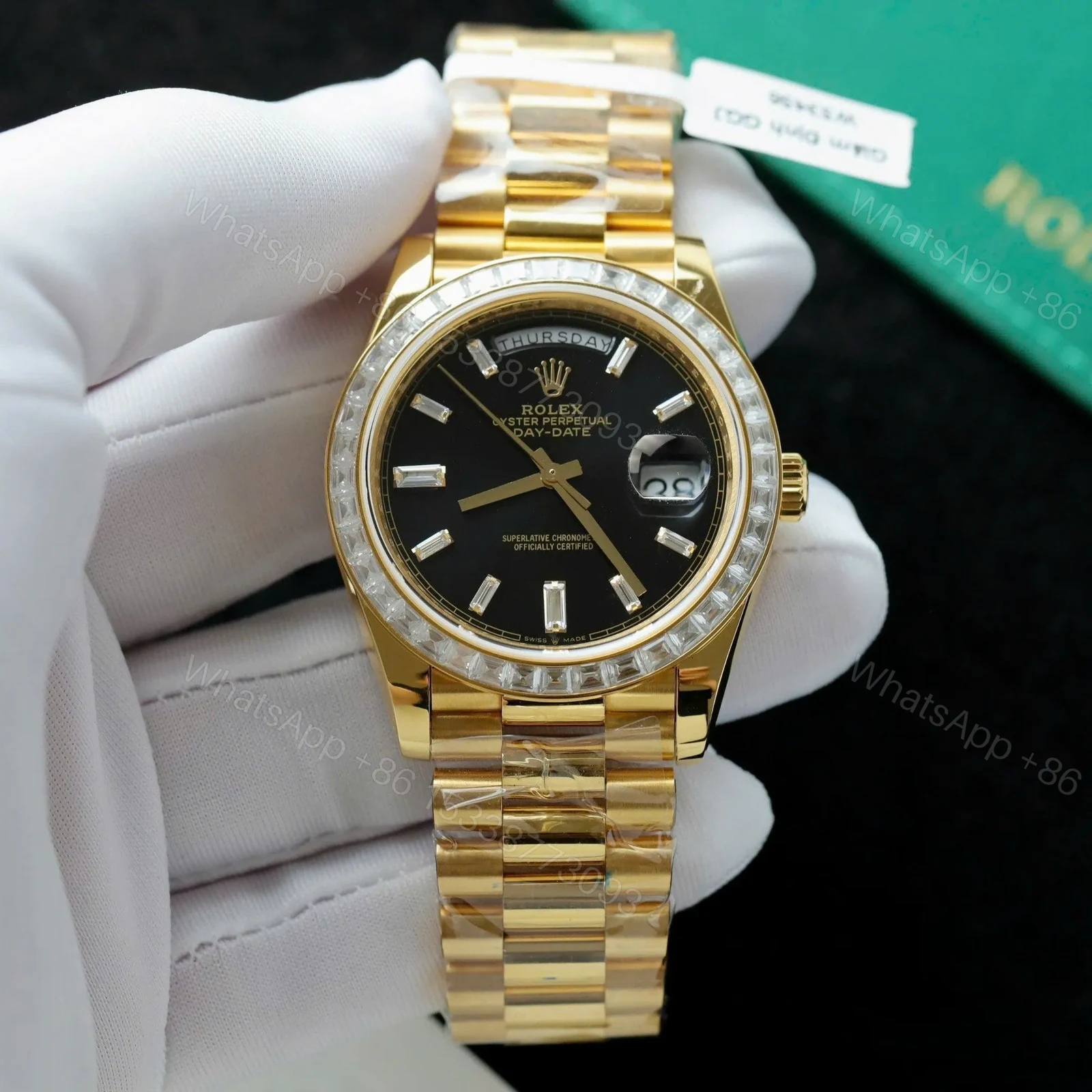 View 2 of Superclone Rolex Day-Date Bright black Dial 228348RBR 40 mm