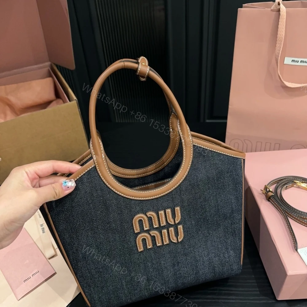 View 3 of MIUMIU IVY DENIM BAG BLUE BRANDY 22CM
