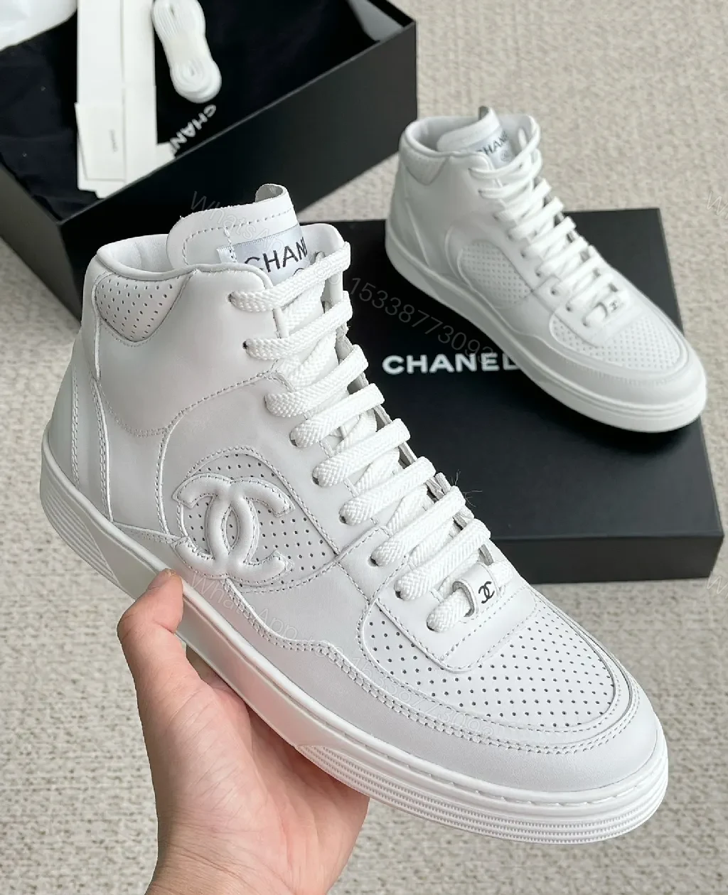 View 9 of Minimal White High-Top Sneaker: Luxury Everyday Comfort