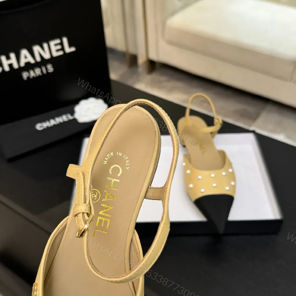 View 9 of Two-Tone Pearl Slingbacks: Knit-Style Heels, Comfort All Day
