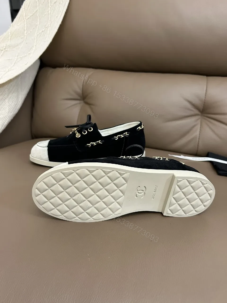 View 8 of Black Suede Sneakers with Gold Chain Detailing — Luxe High-Tops