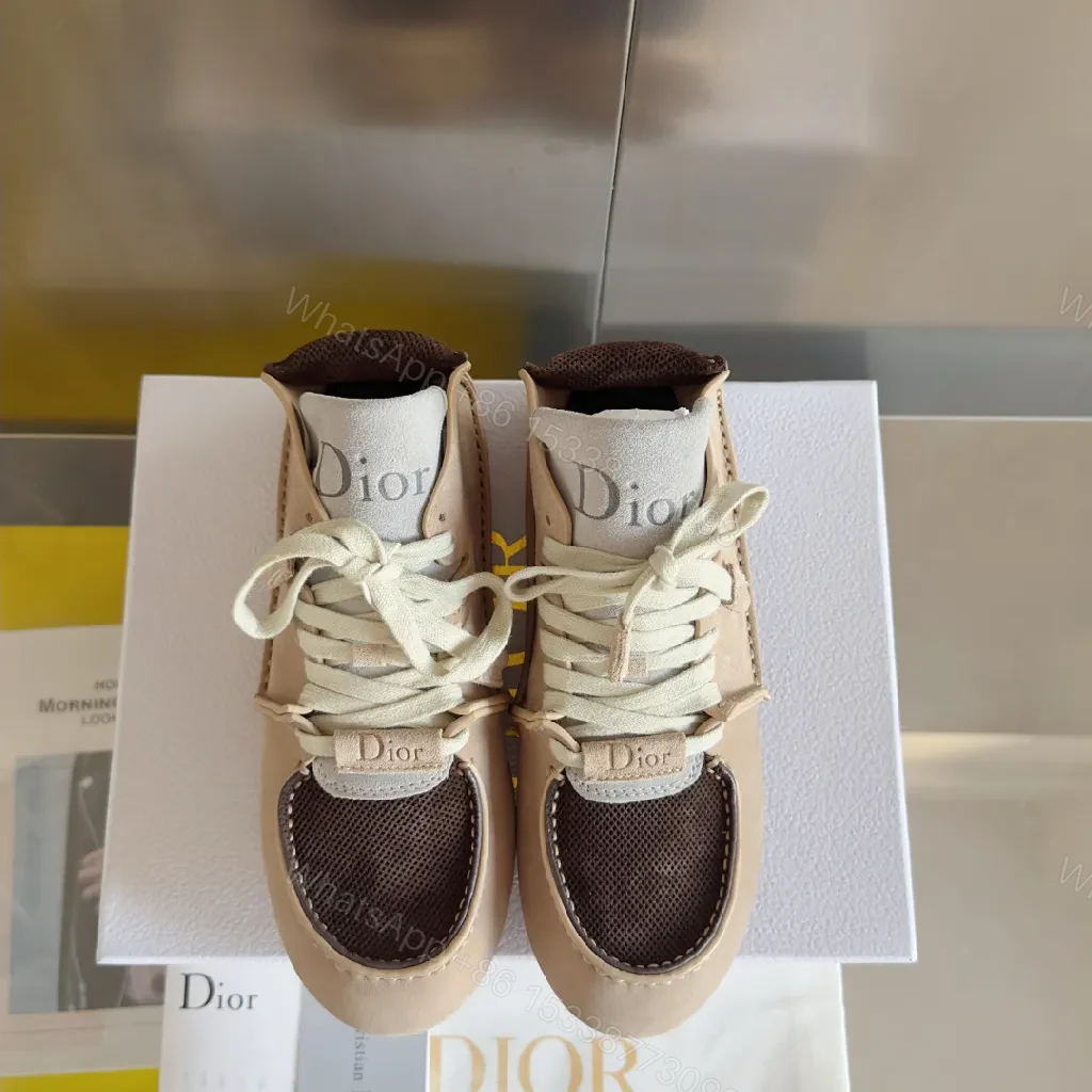 View 6 of Chic Luxury High-Top Sneakers: Suede & Mesh, Neutral Tone