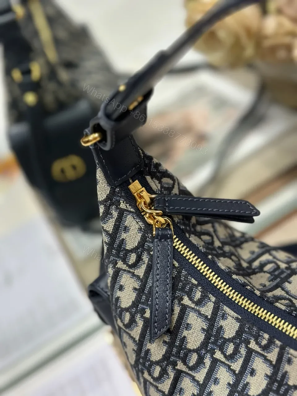 View 7 of Jacquard Patterned Leather-Trim Shoulder Bag: Structured Chic