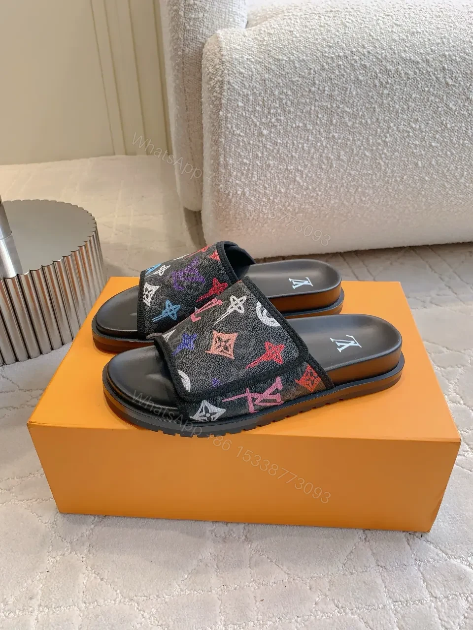 Bold Canvas Monogram Slides — Stride-Ready Comfort — view 1