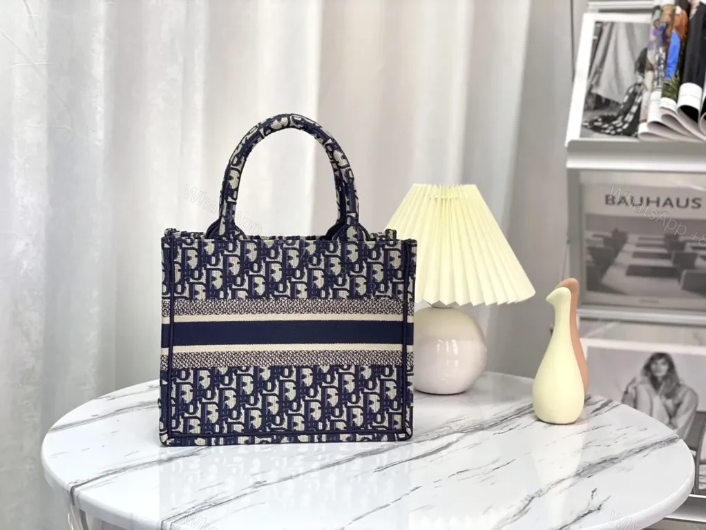 View 6 of Navy Dior Oblique Tote: Signature Pattern, Everyday Luxury