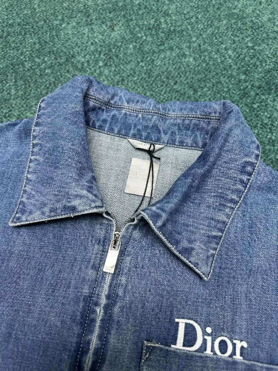 View 5 of Indigo Denim Coach Jacket – Subtle Dior Branding, Modern Texture