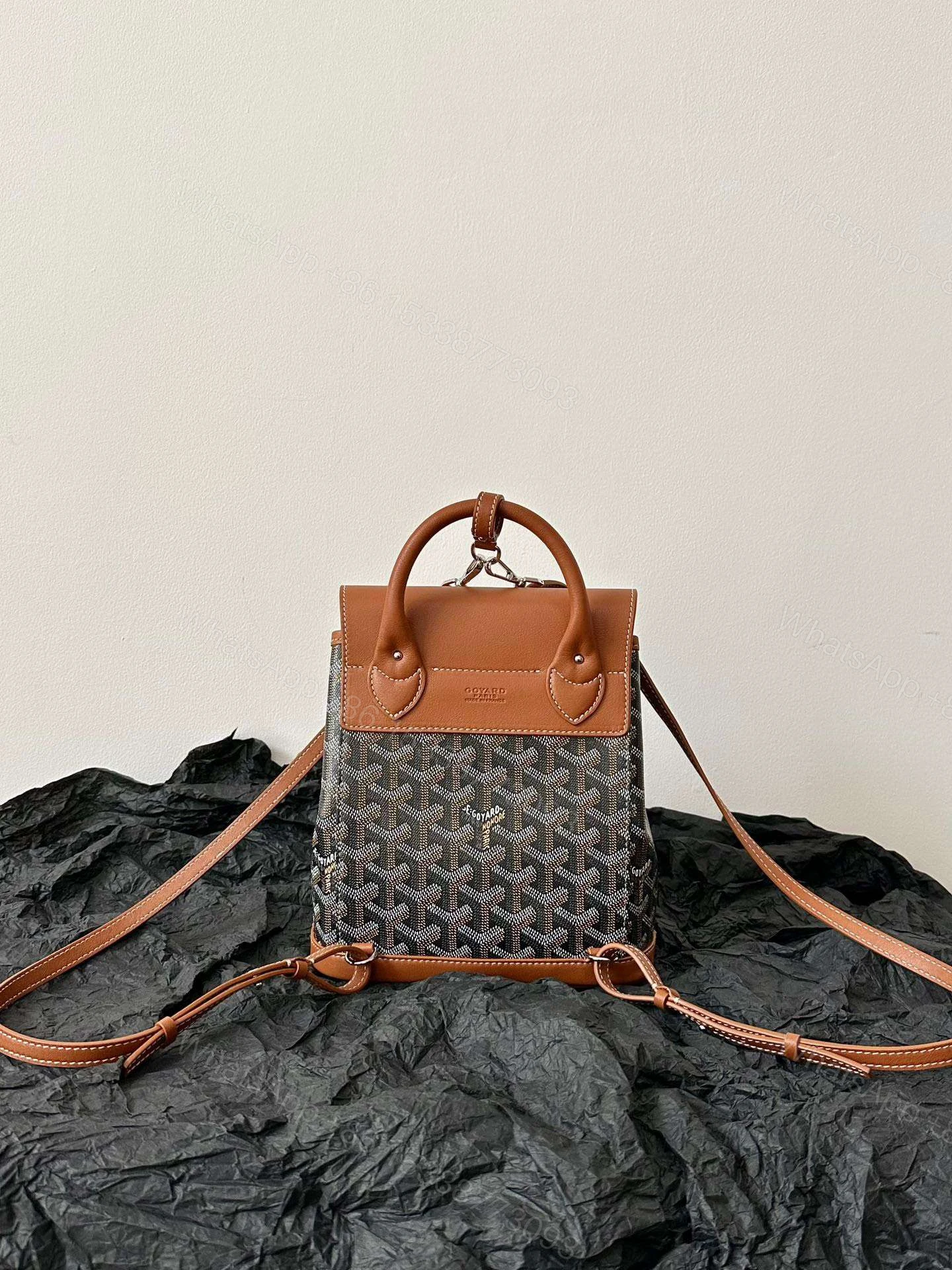 View 6 of Goyard Mini Backpack Brown Super Quality Monogram Pattern Size 23x19cm