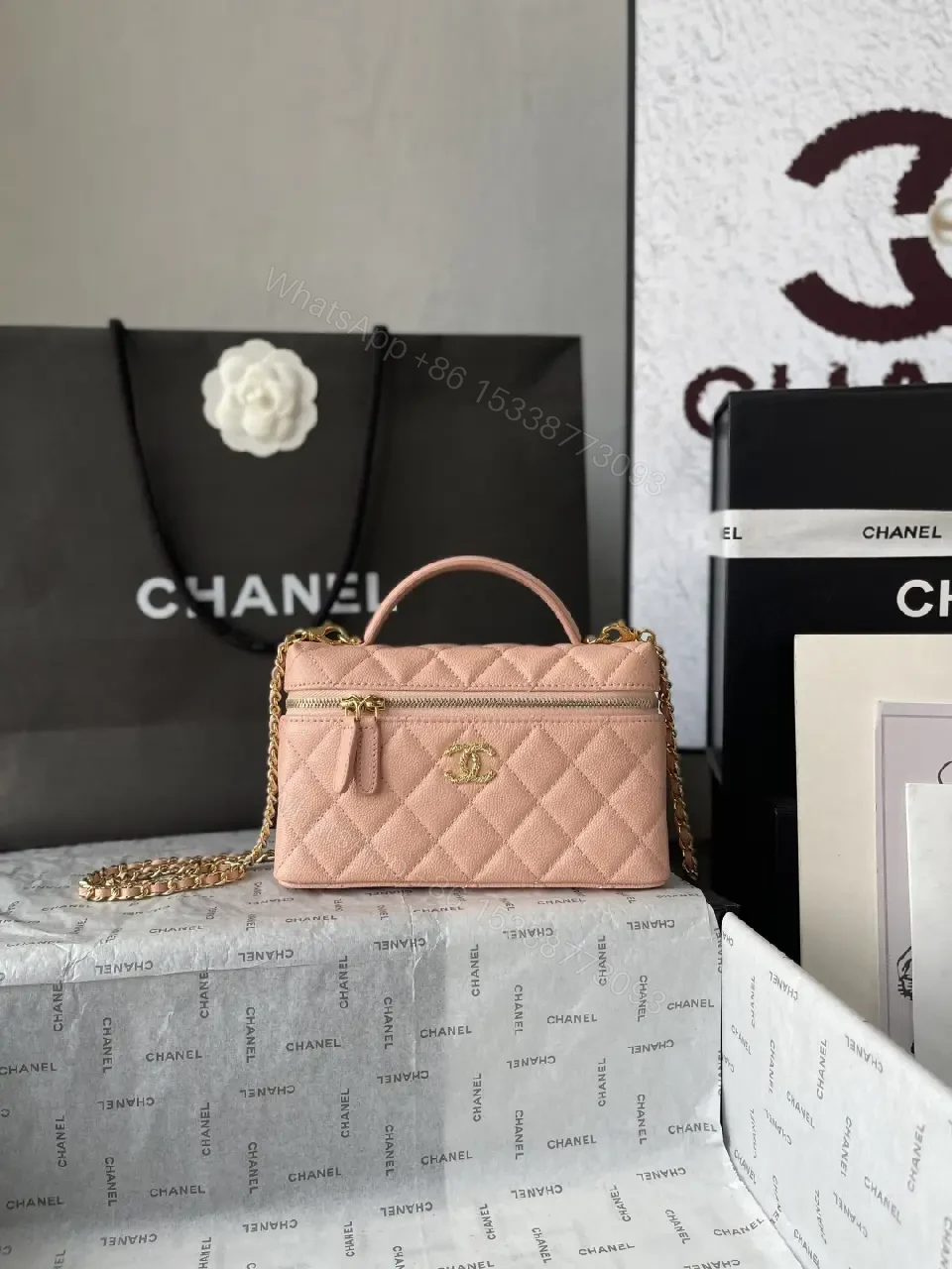 View 5 of Pearl Pink Quilted Chain Bag: Everyday Luxury