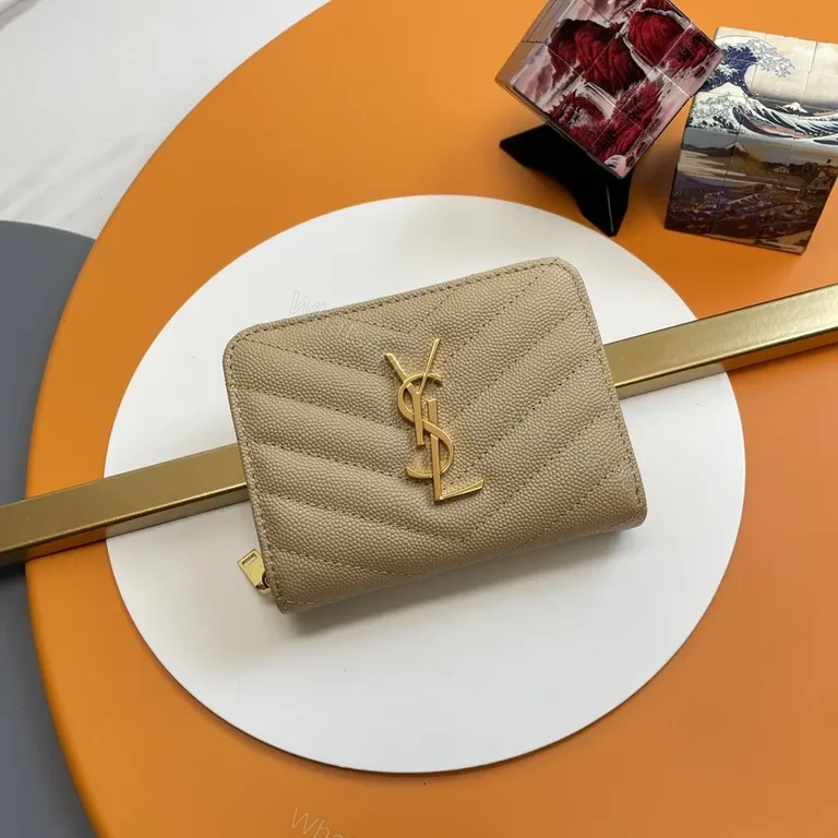 Chic Quilted Wallet on a Chain with Gold Hardware — view 1