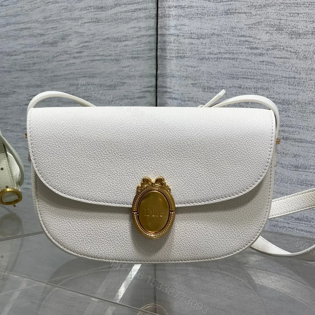 Dior Small Dior Médaillon Flap Bag in White — view 1