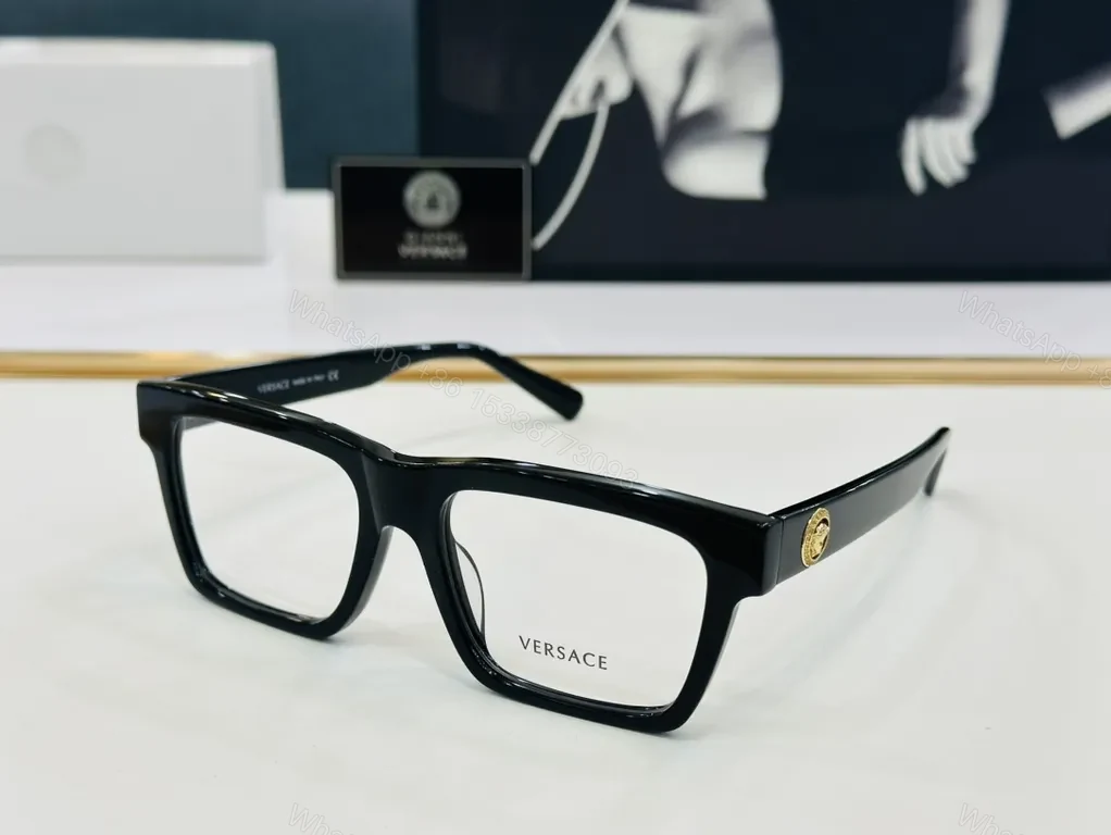 Bold Black Versace-Inspired Acetate Eyewear with Gold Emblem — view 1