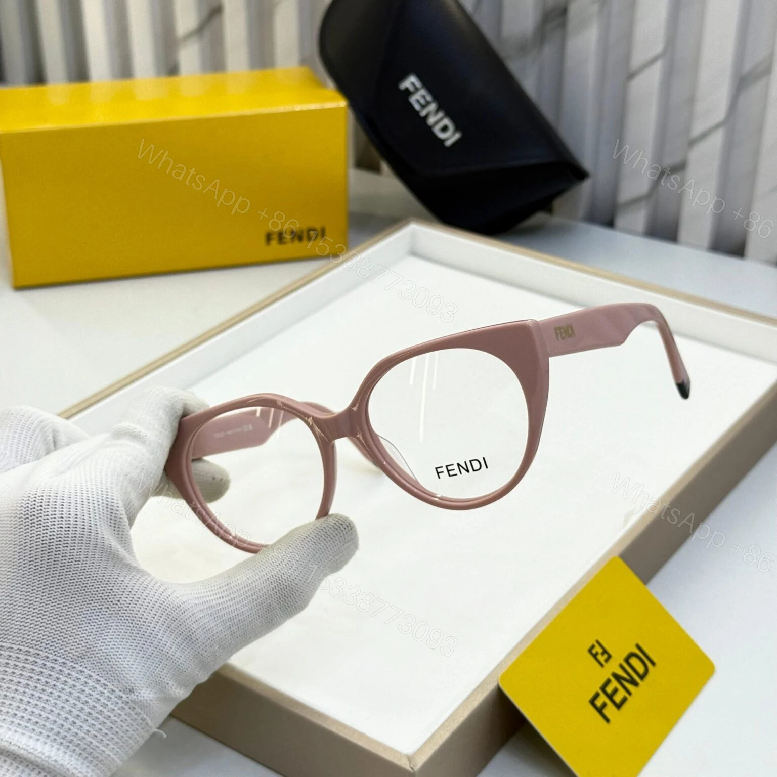 View 2 of Fendi Cateye Pink Eyeglasses UV Protection One Size