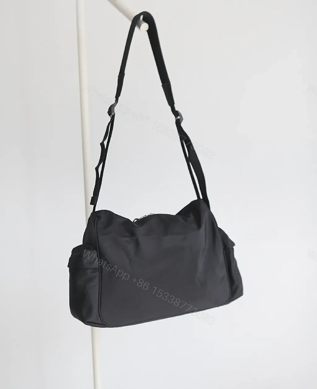 View 7 of Black Nylon Tote, Compact Utility, Minimalist Chic, Water-Resistant, Carryall
