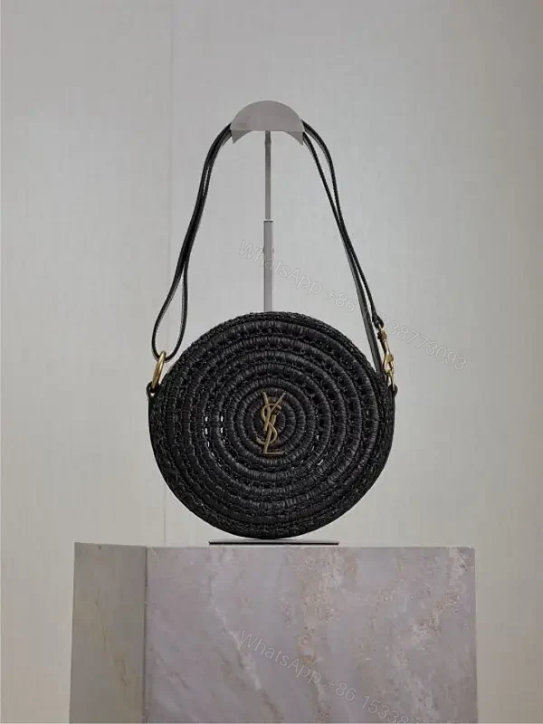 Black Straw Circle Bag - Handwoven, Compact, Luxe, Everyday-Ready — view 1