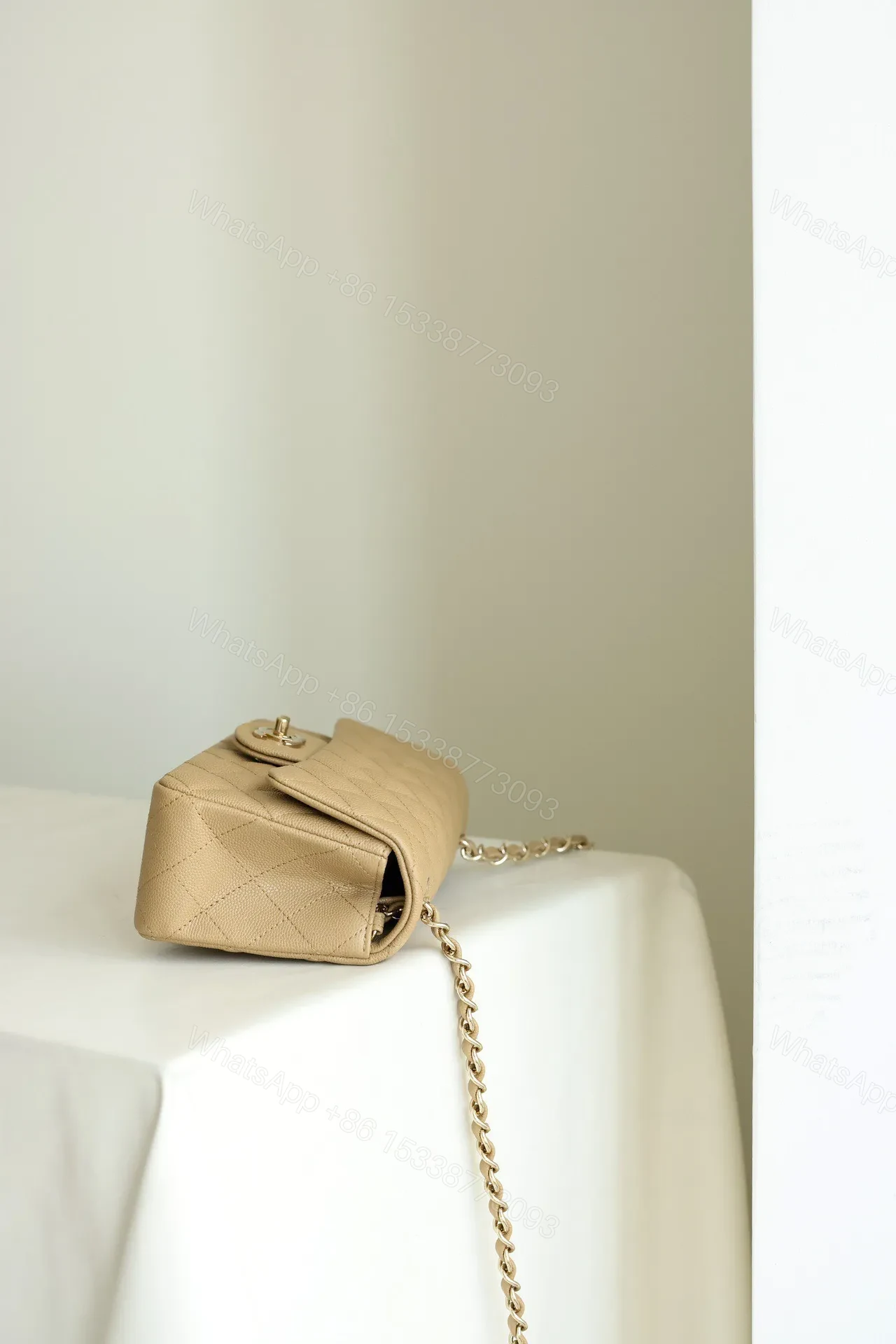 View 3 of Chanel Classic 11 Handbag Flap Mini Woman’s Beige 20cm