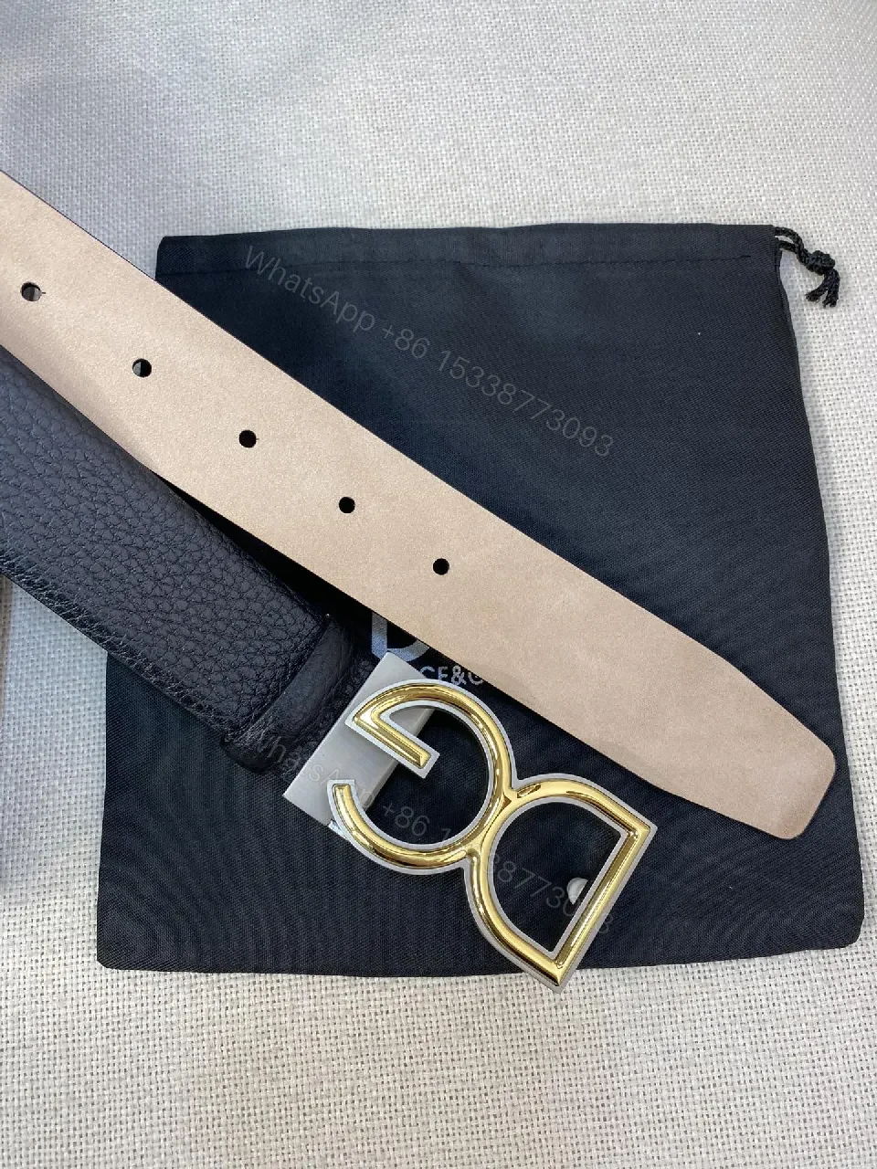 View 6 of Bold Leather Belt with Gold Buckle, Full-Grain Black Leather, Luxe Minimalism
