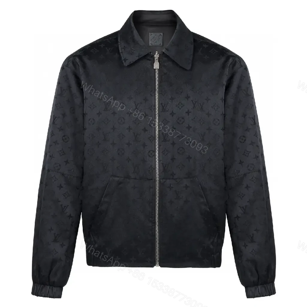 View 5 of Black Leather-Trim Coach Jacket with Subtle Logo Embroidery