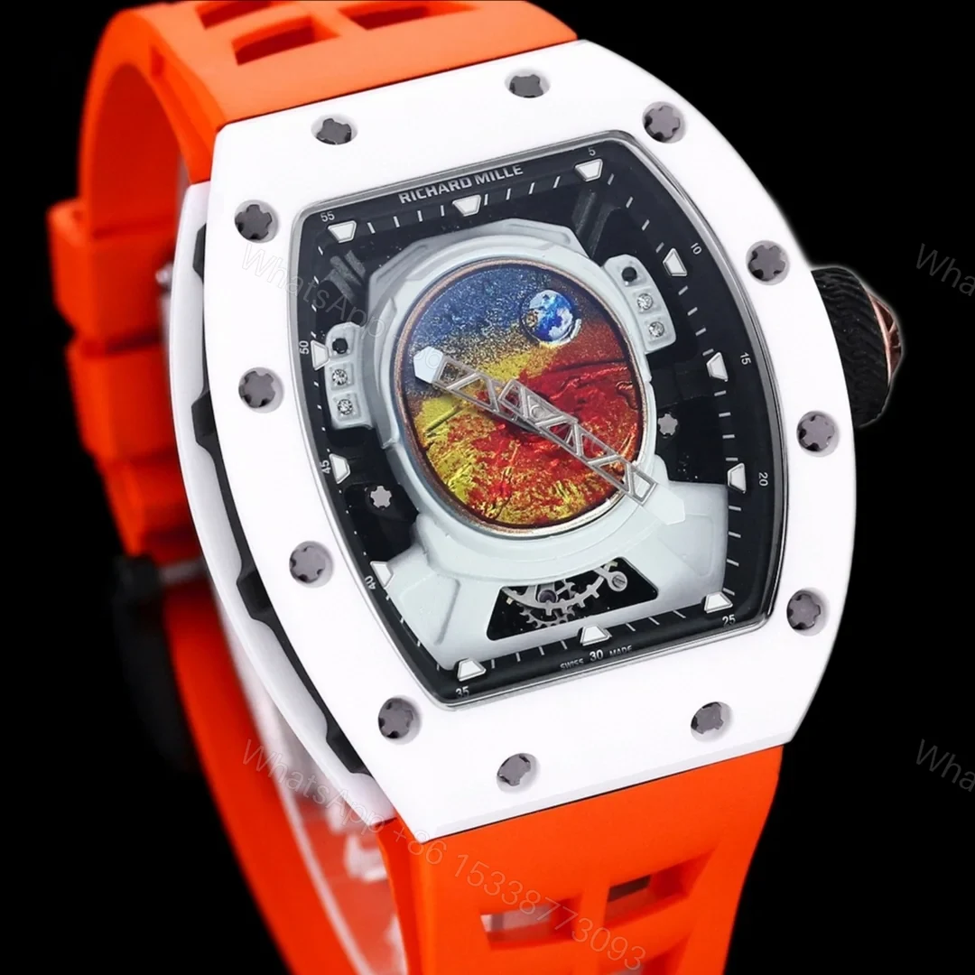 View 3 of Richard Mille RM52-05 Pharrell Williams Mars Mission Watch White Case Orange Strap Premium Edition RM-RM52-05-PW-WHT-ORG