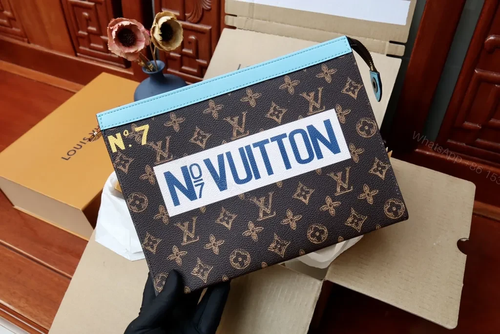 View 3 of Turquoise Trim Monogram Crossbody â€“ Luxe Everyday Bag