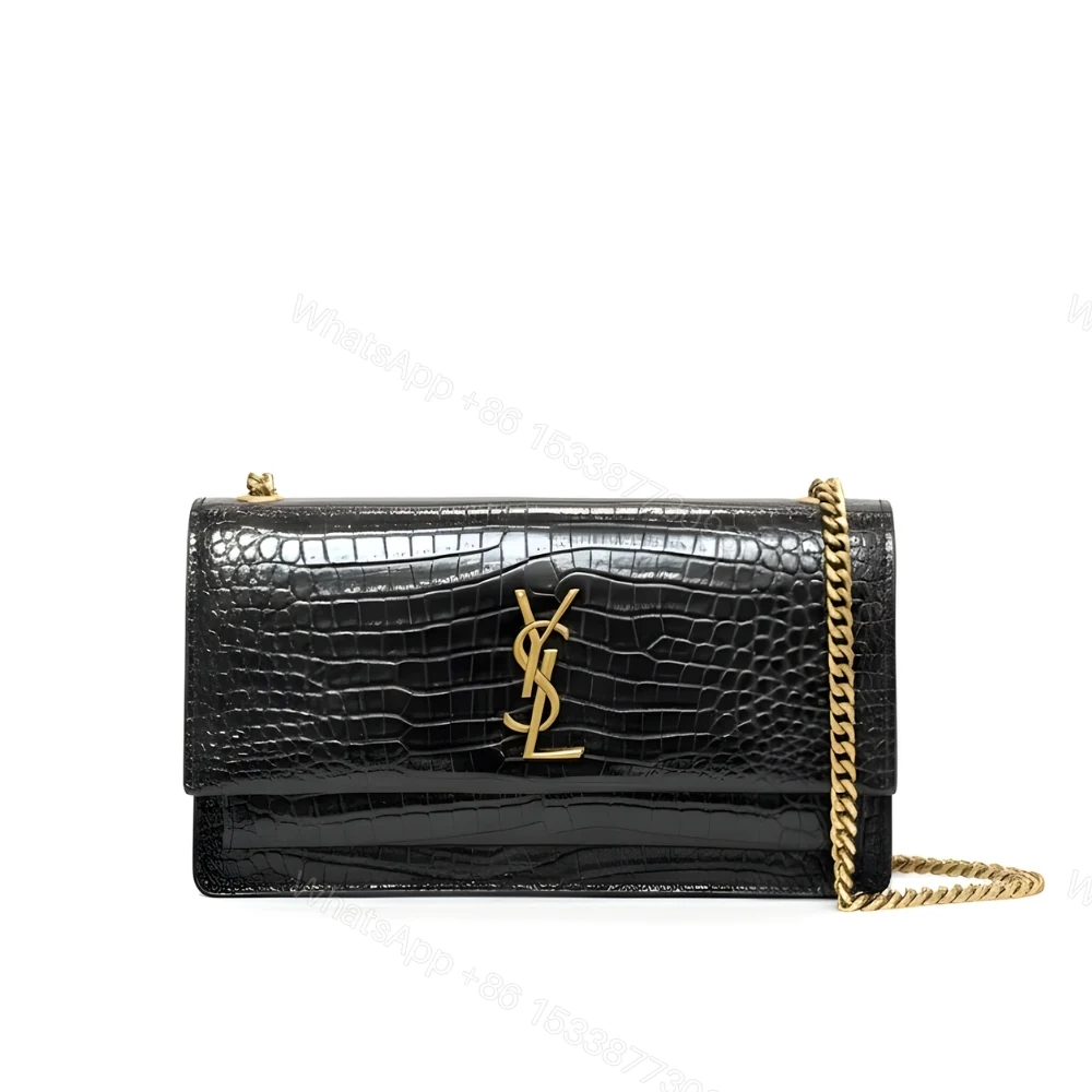 Saint Laurent Sunset Embossed Clutch Black 22Cm — view 1