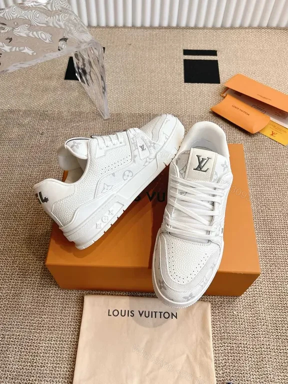 View 3 of Sleek Monogram-Accent White Sneakers: Luxury Comfort Sneakers