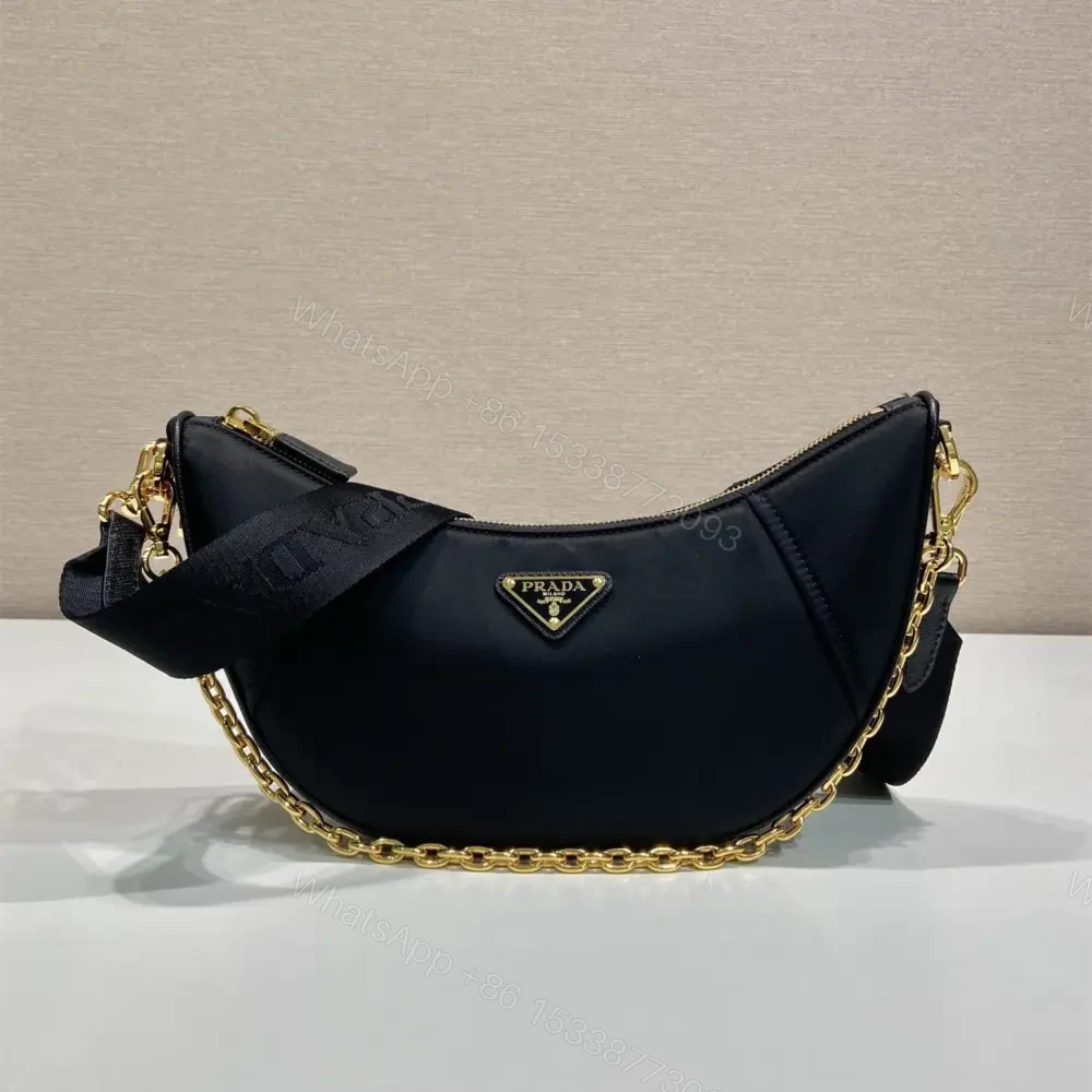 高仿Prada*RE-Nylon系列1BH222單肩半月包黑色免檢版 — view 1