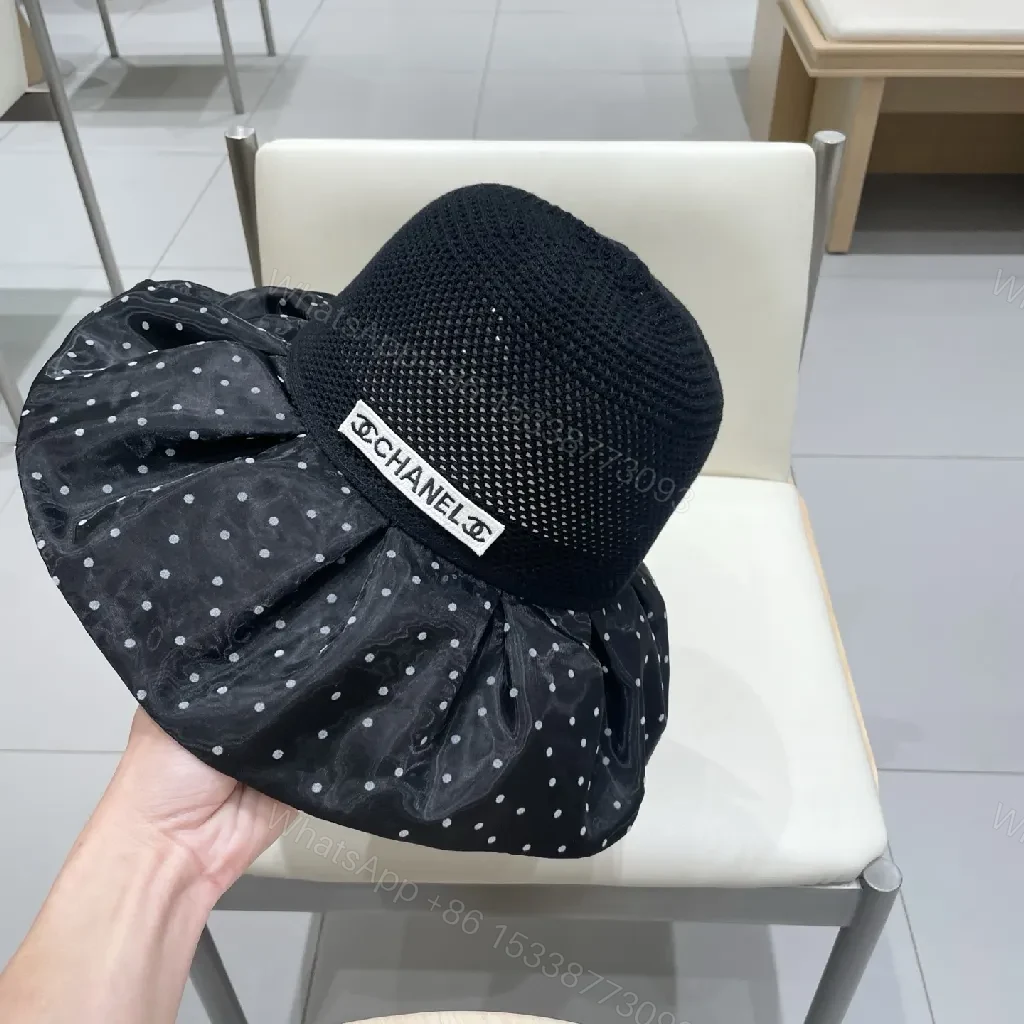 View 3 of Black Mesh Fedora with Polka-Dot Pleated Band Fashion Hat