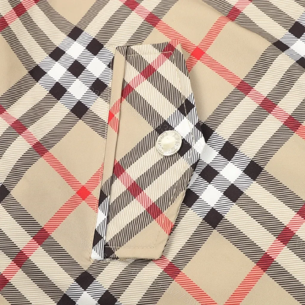 View 5 of Neutral Windbreaker | Lightweight Beige Shell with Check Detail