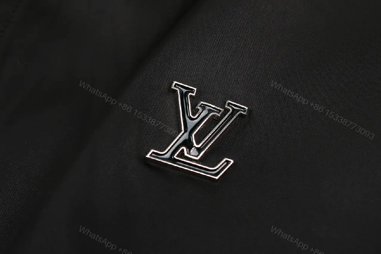 View 6 of Black Leather-Trim Coach Jacket with Subtle Logo Embroidery