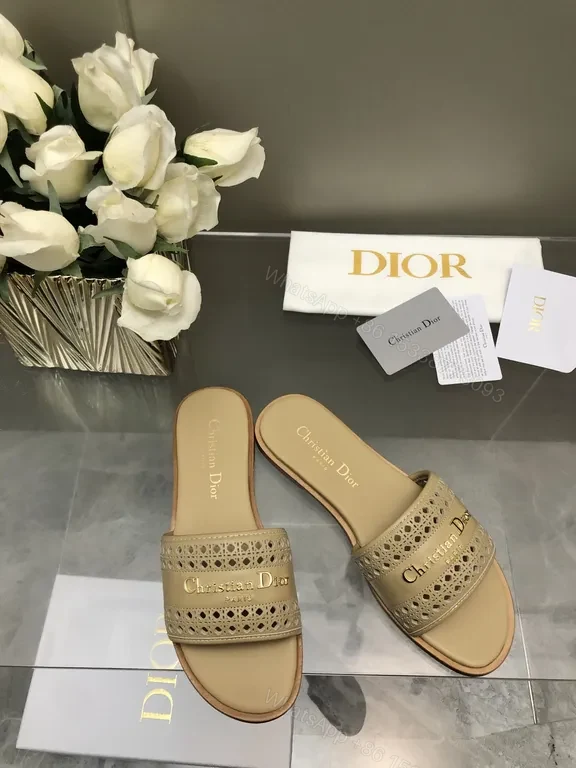 View 8 of Open-Top Luxury Sandals: Premium Leather, Perforated, Dior-Inspired