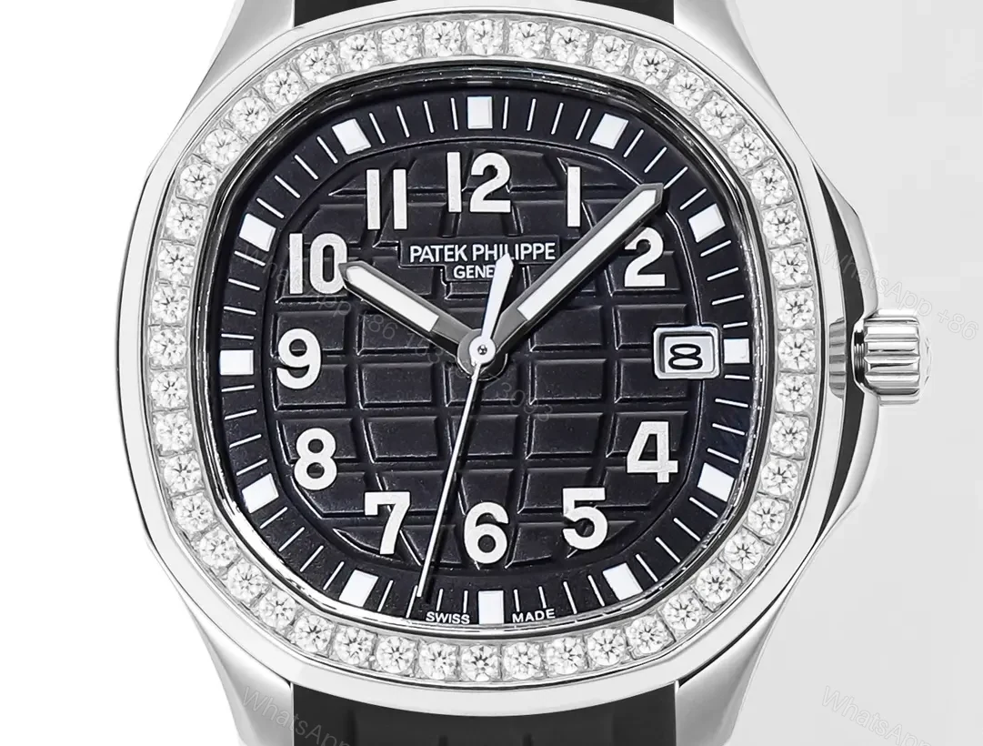 View 5 of Patek Philippe Aquanaut Luce 5268 Series Watch Black Dial with Diamond Bezel Stainless Steel and Satin Finish Rubber Strap 38.8mm Case Caliber 324 Movement