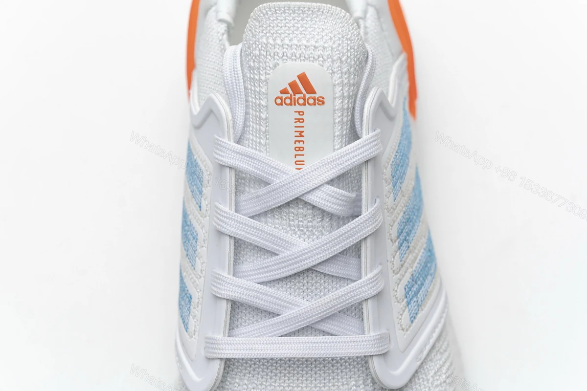 View 8 of Adidas Ultra Boost 20 White Sharp Blue True Orange EG0768