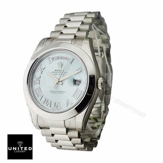 View 6 of Rolex Day-Date II 218239 Ice Blue Roman Diamond Dial Replica