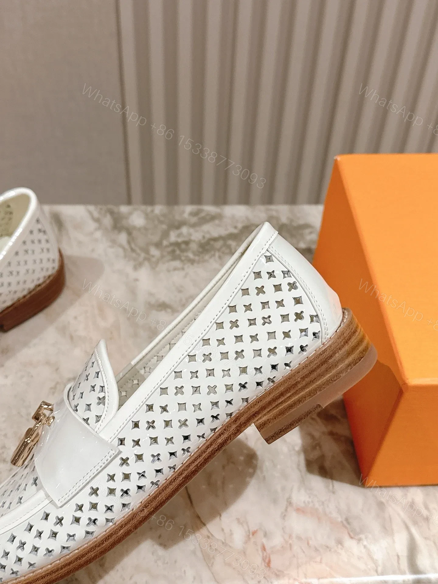View 5 of LV Women White Leather Loafers