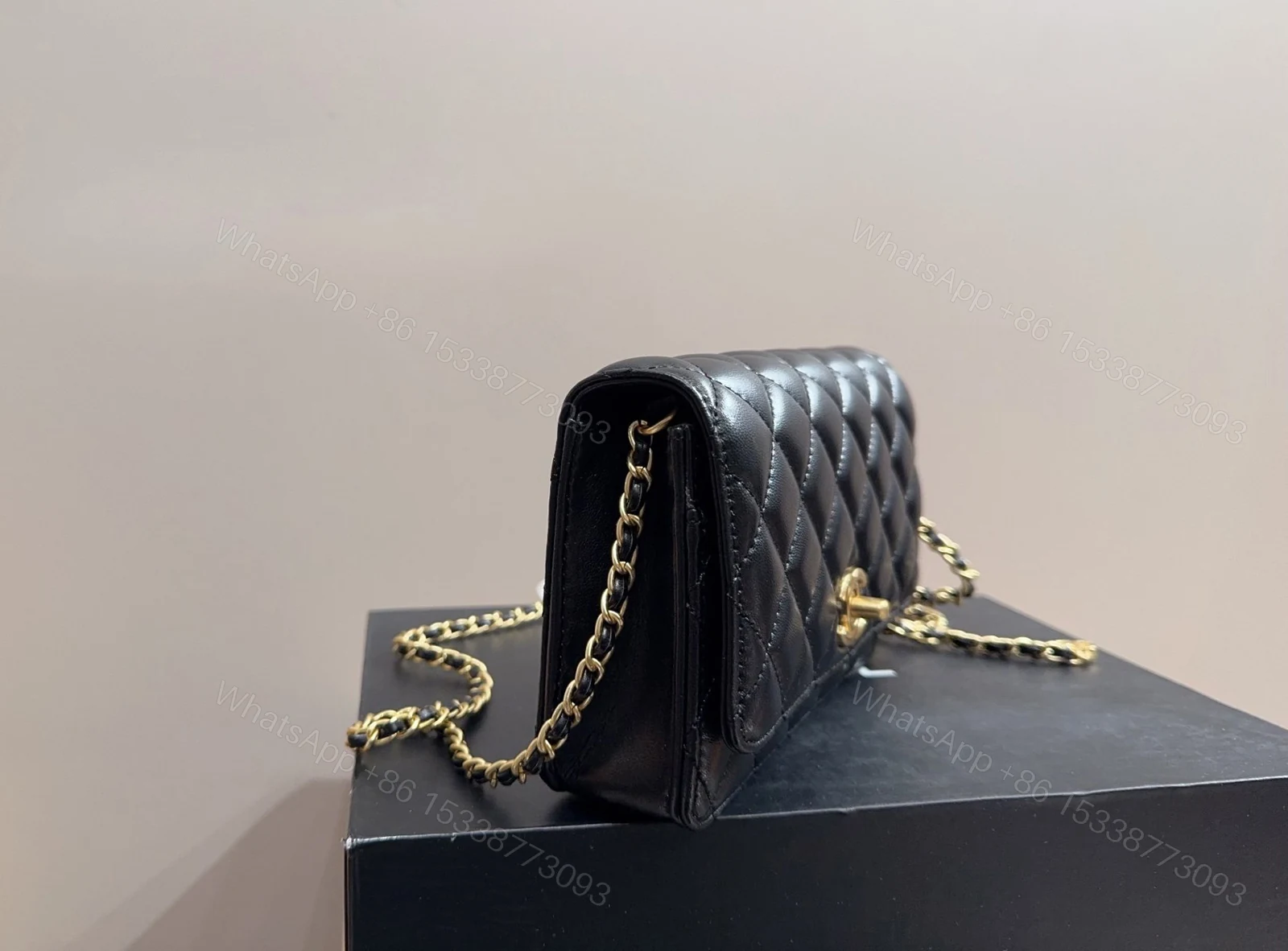 View 3 of CHANEL DIAMOND BALL LAMBSKIN BLACK