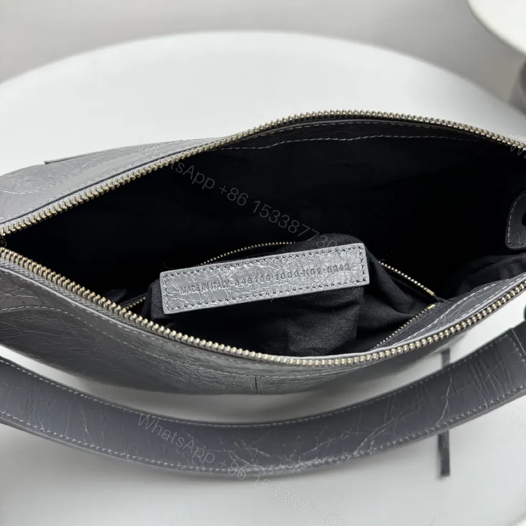 View 8 of Textured Leather Luxe Bag: Structured, Gunmetal Hardware Carryall