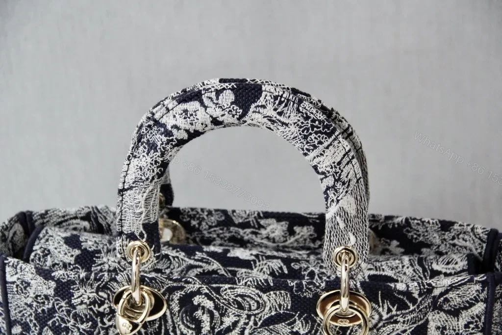 View 5 of Navy-Ivory Jacquard Tote: Luxe Everyday Carryall